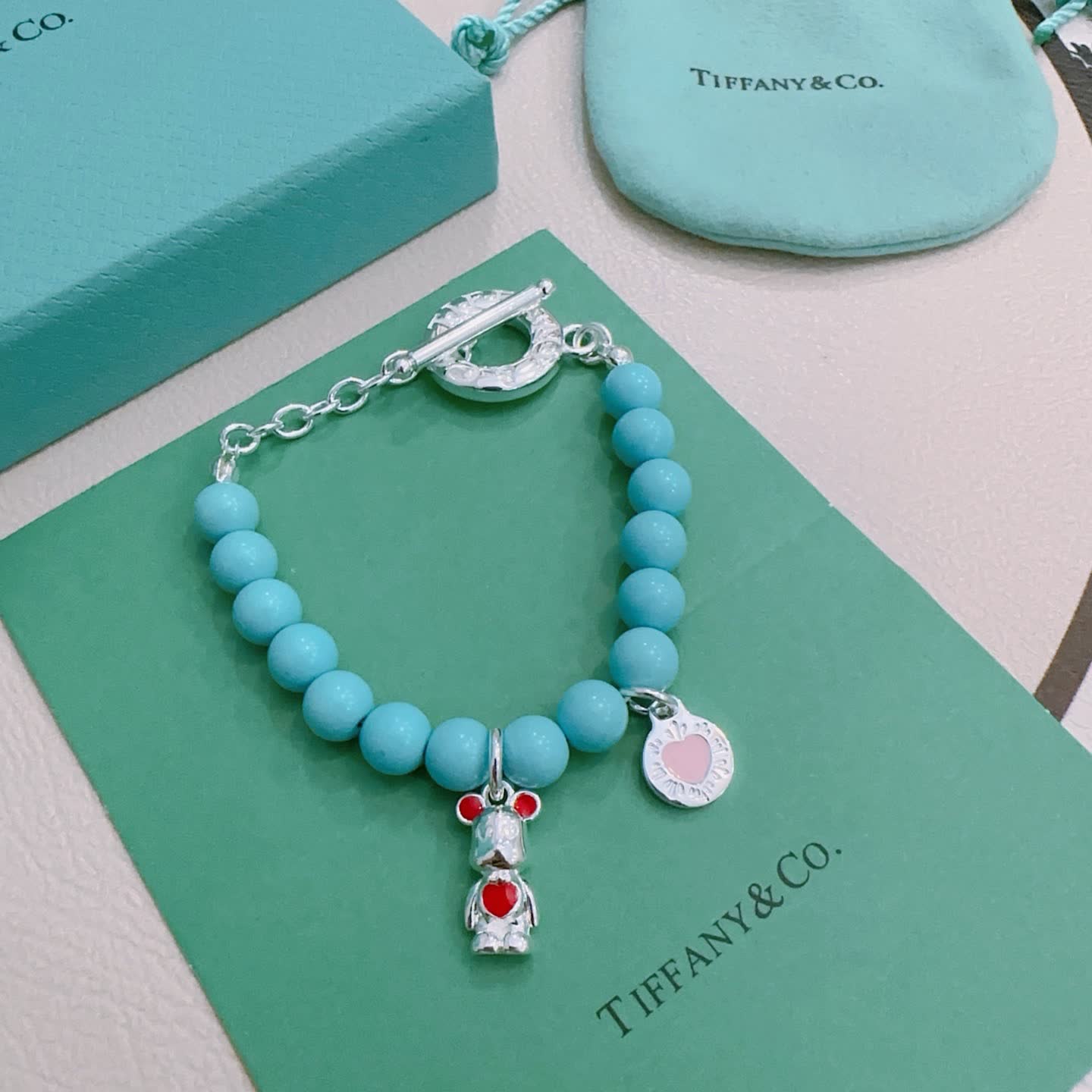 Tiffany & Co. Blue Bead Bracelet with Charms